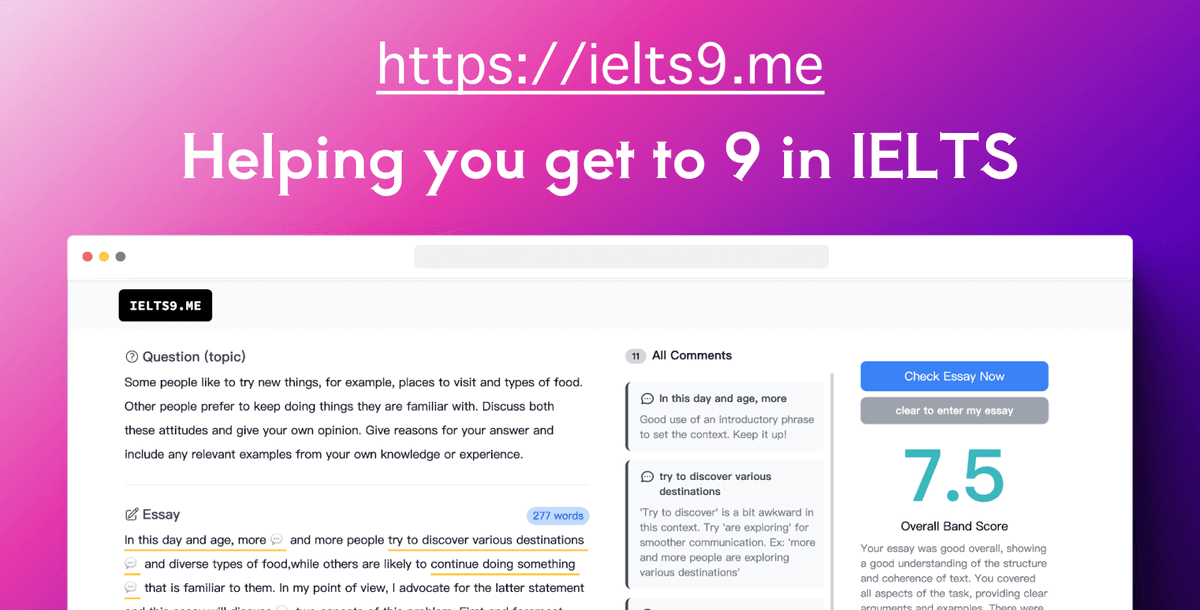 ielts9.me | 专业的雅思写作批改